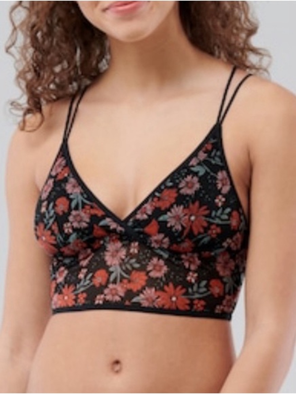 Hollister Black Floral Lace Longline Bralette